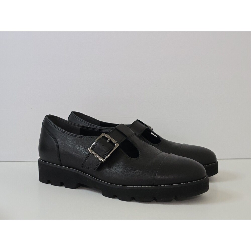 Vionic Black Leather Buckle Mary Jane Flats